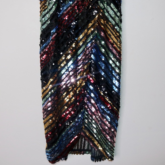 J.O.A. La Salle Multi Sequin Striped Sleeveless Midi Dress - Picture 7 of 11